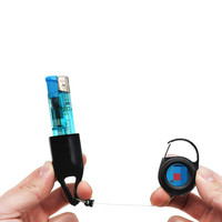 Porte-briquet rétractable en cuir noir avec boucle extensible, personnalisable, vente en gros