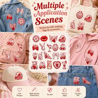 Patchs brodés thermocollants et à coudre Vintage Coquette, motifs Fraise, Cerise, Lapin, Chat, Talon, Martini, Cœur