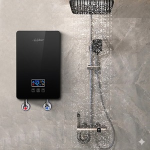 เครื่องทำน้ำอุ่นไฟฟ้าขนาดเล็ก ควบคุมผ่าน WiFi กำลังไฟ 6000 วัตต์ ตัวเครื่อง ABS หน้าจอสัมผัส LED สำหรับห้องน้ำ ห้องครัว รับผลิตแบบ OEM - Product Image 1