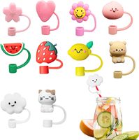 Protège-pailles anti-poussière multi-designs en silicone PVC (Fraise, Pastèque, Chat, Citron) pour pailles de 6-8mm