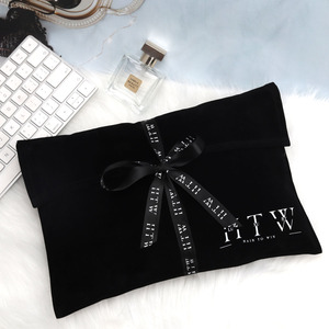 Cao cấp tùy chỉnh logo in Da Lộn Phong bì quà tặng bao bì Pouch tóc lưu trữ phong bì túi với Bow Ribbon - Product Image 3