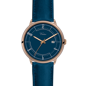 Montre pour homme en cuir de couleur différente avec logo personnalisé avec vous Montres à calendrier de style simple à la mode Usine Virtue - Product Image 1