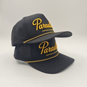 5 Panel Solid <b>Waterproof</b> Golf Cap Custom Embroidery Logo Low MOQ OEM Laser Perforated Quick Dry <b>Hat</b> - Product Image 3