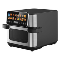 Four à friture électrique multifonction en acier inoxydable avec fonctions de cuisson et de rôtissage, écran tactile LCD, surface antiadhésive