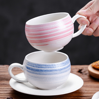 Ensemble tasse et soucoupe à café en porcelaine HIXIN en forme d'œuf, 280 ml, design texturé gaufré vintage élégant et luxueux pour le thé de l'après-midi