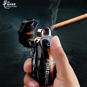 Cool Rechargeable Luxury Plasma Usb Electric Double Arc Car Cigarettes Lighters Windproof With Led Light