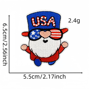 Nuove Toppe Ricamate Termoadesive Stile Stati Uniti per il Giorno dell'Indipendenza USA, Colori Rosso e Blu - Product Image 2