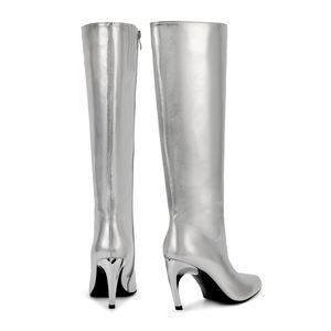 Wetkiss 2024 số lượng lớn Giày cao đến đầu gối Nữ Độc Đáo-Bạc PU kim loại - Product Image 5