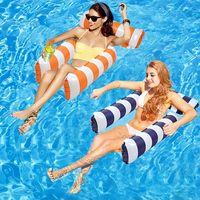 Fauteuil flottant gonflable 4-en-1 en PVC avec hamac, lit et fond en maille, 3 tubes, portable pour adultes, voyage, piscine, fête