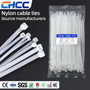 Attaches de câble en plastique multicolores 3,6*200 mm, robustes, autobloquantes, en nylon 66, noires - Product Image 1