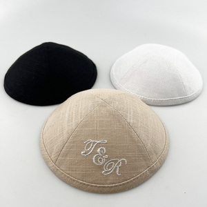 Vente en gros de yarmulkes, kippas juives, kippot, kippas juives en soie brodée, kippas en lin personnalisées pour mariage, <span class=keywords><strong>chapeau</strong></span> Yamaka pour hommes - Product Image 2