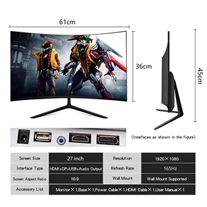 Moniteur de jeu de <span class=keywords><strong>27</strong></span> <span class=keywords><strong>pouces</strong></span> Plat ou incurvé en option 1K Haute définition 165Hz Écran à bordure ultra-mince pour ordinateur de bureau Bureau à domicile - Product Image 3