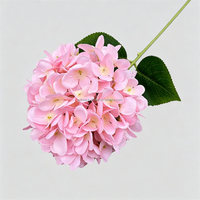 L-003 Grande branche unique d'hortensia artificiel en soie avec feuilles, fait main, pour décoration de table, mariage, Noël, Halloween