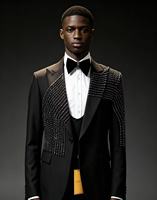 Costume 3 Pièces Homme Simple Boutonnage Fait Main avec Cristaux et Paillettes Diamantées pour Mariage Formel, Cérémonie, Soirée Arabe – Veste, Gilet et Pantalon