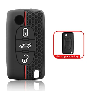 Housse de protection en Silicone pour porte-clés de voiture, pour <span class=keywords><strong>Peugeot</strong></span> 206 308 3008 Expert <span class=keywords><strong>Partner</strong></span> Citroën C3 Pluriel Picasso Berlingo - Product Image 3