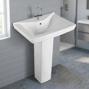 Meilleure Vente : Ensemble Lavabo Rond en Céramique avec Piédestal pour Salle de Bain, Articles Sanitaires en Porcelaine pour la Maison - Product Image 2