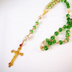 Gioielli Religiosi Cattolici per Donne, Medaglia Placcata <span class=keywords><strong>Oro</strong></span> con <span class=keywords><strong>Rosario</strong></span> <span class=keywords><strong>di</strong></span> Cristallo - Product Image 2