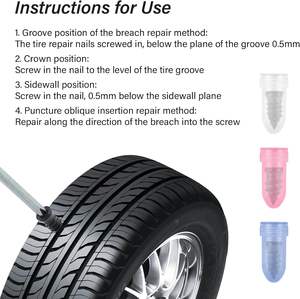 Kit de réparation de pneus 90 pièces avec mèches, mèches de réparation de pneus à visser avec tournevis, 3 tailles de mèches à visser, kit de réparation de pneus crevés - Product Image 6