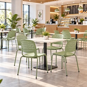 GDRS 319B <b>Green</b> Plastic Dining <b>Chair</b> with Steel Frame Stackable Lightweight Modern Cafe Restaurant Furniture USA Delivery - Product Image 2