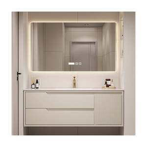 Mueble de Baño Moderno Minimalista de Alta Calidad con Espejo, Lavabo y Cajón, Diseño de Almacenamiento en Madera Contrachapada, Montado en la Pared - Product Image 1