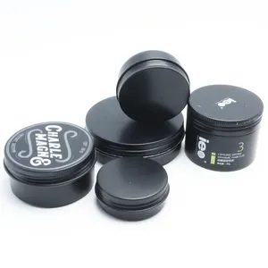 10G 50G 60G 100G 120G Kaleng Kotak Kaleng Aluminium Hitam Logam Kustom untuk Lilin Shampoo Minyak Jenggot Jar-AN22