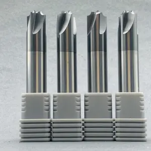 Carbide alat pemotong bulat sudut, mata bor CNC, alat pemotong HRC45 dengan 3 Flute Chamfering End Mill