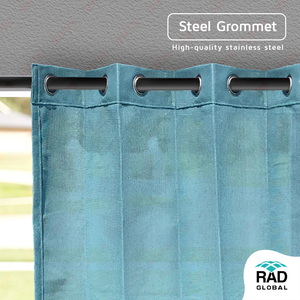 Cool Blue HDPE Eyelet Outdoor <b>Curtains</b> with Airy Light Filtering Fabric and Refreshing Coastal Style for Elegant Balcony - Product Image 6