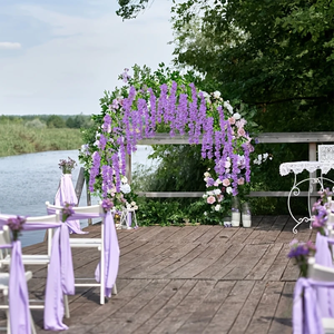 12 têtes de fleurs artificielles de glycine en soie pour décoration de maison, mariage, fête - Vente en gros - Product Image 6