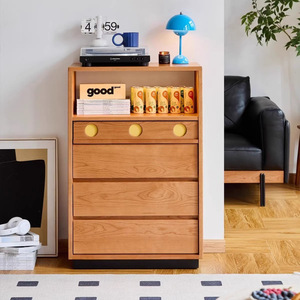 Japanese Style Solid Wood Five Drawer Chest 68x40x112cm Multifunctional Living Room Storage Cabinet <b>Sideboard</b> - Product Image 4