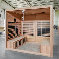 Luxe de haute qualité personnalisé en pruche Sauna à lumière rouge infrarouge lointain pour 4 personnes avec panneau de commande intelligent