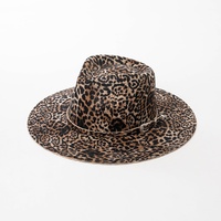 Nouvelle Arrivée 2026 – Chapeau Fedora Décontracté Tendance à Large Bord de 9 cm en 100% Laine avec Détail Métallique, Imprimé Léopard, Idéal pour Fêtes en Extérieur – Chapeau Jazz