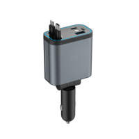 Pengisi Daya Mobil 4-in-1 Retractable Grosir Stasiun Pengisian Cepat Adaptor Daya Mobil Paduan Aluminium Pasokan Langsung Pabrik Tambahkan Logo