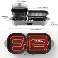 Grill électrique vertical sans fumée 2-en-1 grande capacité 5L avec revêtement antiadhésif et fonction Hot Pot