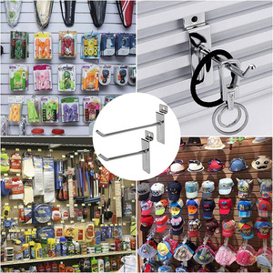 Slatwall đá đen bảng điều khiển Hội Đồng Quản trị móc phụ kiện duy nhất <span class=keywords><strong>prong</strong></span> cửa hàng bán lẻ hiển thị kim loại Chrome móc 90 độ móc cho siêu thị - Product Image 6