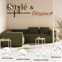 Canapé moderne en tissu côtelé, garni d'éponge, livré en boîte, sectionnel, compressé sous vide, modulaire en forme de L