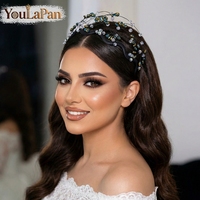 YouLaPan Bandeau de mariée vintage fait main, tressé, ajouré, orné de strass, accessoires de cheveux pour femme, mode et banquets YXA116