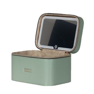 Trousse de Maquillage Portable OBOX avec Miroir, Boîte de Rangement Cosmétique en Velours Côtelé Couleur Unie pour Usage Quotidien Printemps 2025 - Product Image 2