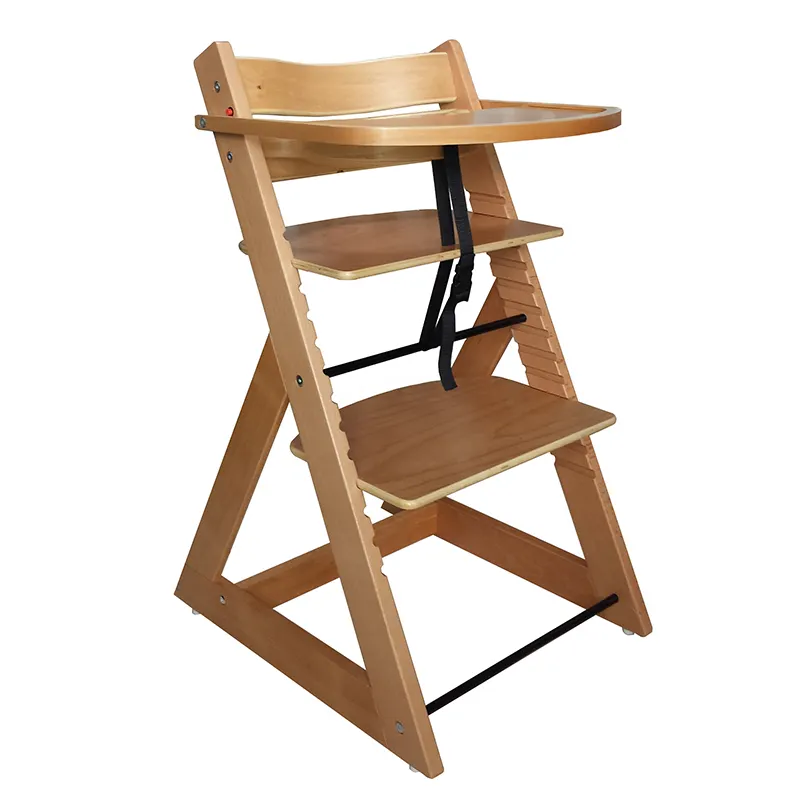 Homish HHHC-004 Natural Wooden Baby High Chair Highchair for Baby and Toddler Dining Highchair Weaning Feeding Chair