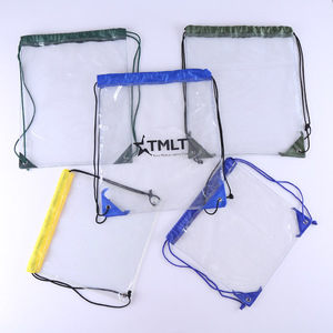 PVC Sport Minimalist Waterproof Transparent Retractable Drawstring Bag Customizable Logo Printed Design Birthday Beach Themes