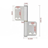 Charnières de porte de salle de bain, charnières de porte de toilette en aluminium, charnières à broche amovible de style ancien, charnières à drapeau coudé