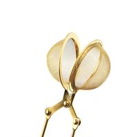 Filtre à épices en maille pour café et herbe, infuseur de thé en acier inoxydable plaqué or et argent avec poignée