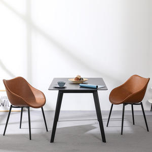 Silla de comedor de cuero Retro escandinava negociación Simple hogar ocio café Internet celebridad accesible diseño moderno MDF - Product Image 4