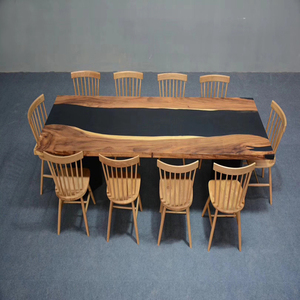 Mesa de comedor moderna, <span class=keywords><strong>resina</strong></span> epoxi negra, nueces de Río, <span class=keywords><strong>encimera</strong></span> de madera - Product Image 4