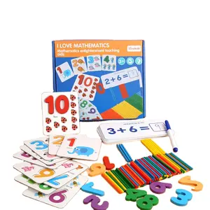 キッズ数学おもちゃ木製算術おもちゃデジタルペアリングカードとカウントスティック幼稚園就学前のおもちゃ子供女の子男の子