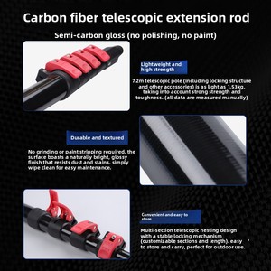 Tige télescopique en fibre de carbone à motif annulaire, longueur personnalisable de 1 à 18 mètres, pour travaux aériens de nettoyage et de sauvetage, modèle 50C - Product Image 3