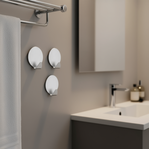 Ganchos Adhesivos Redondos Metaltex, Paquete de 4, Ganchos Plateados para Montar en la Pared, para Cocina, Baño, Perchero - Product Image 3