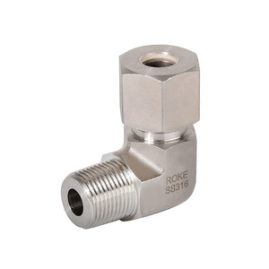 Raccord de tube en acier inoxydable ROKE, fileté NPT, à simple ferrule, à angle droit, DIN2353, connecteur hydraulique - Product Image 1