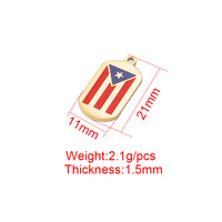 Accessoires de bijouterie, accessoires pour la fabrication de bijoux, métal, acier inoxydable, pendentif en forme de drapeau de Porto Rico émaillé