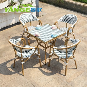 Rattan bistrot francese <span class=keywords><strong>sedie</strong></span> e tavolo da esterno bistrot <span class=keywords><strong>sedie</strong></span> rattan giardino Set di bambù Patio bistrot Set mobili da esterno - Product Image 3
