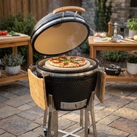Barbecue au charbon de bois en céramique Kamado de 24 pouces avec pierre à pizza, four à fumoir extérieur robuste pour le camping en plein air